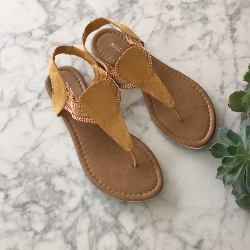 Mustard tribal print sandals